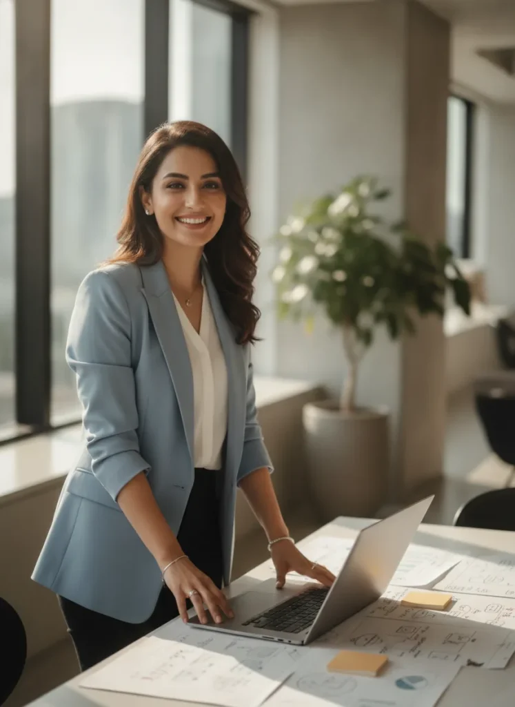 professional photo of a Pakistani woman entrepreneur in